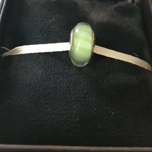 Green stripped glass pandora charm